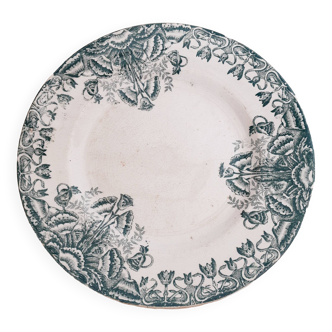 Assiette plate Saint Amand , terre de fer ,  A. Lebacqz & M. Bouchart, antique français