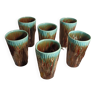 Mugs cups or glasses lot 6 from vallauris in old turquoise brown colors