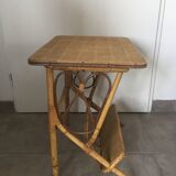 Table de chevet en rotin vintage