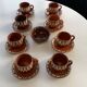 Coffee service composed of 17 pieces, 8 cups, 8 saucers and a sugar bowl, artisanal