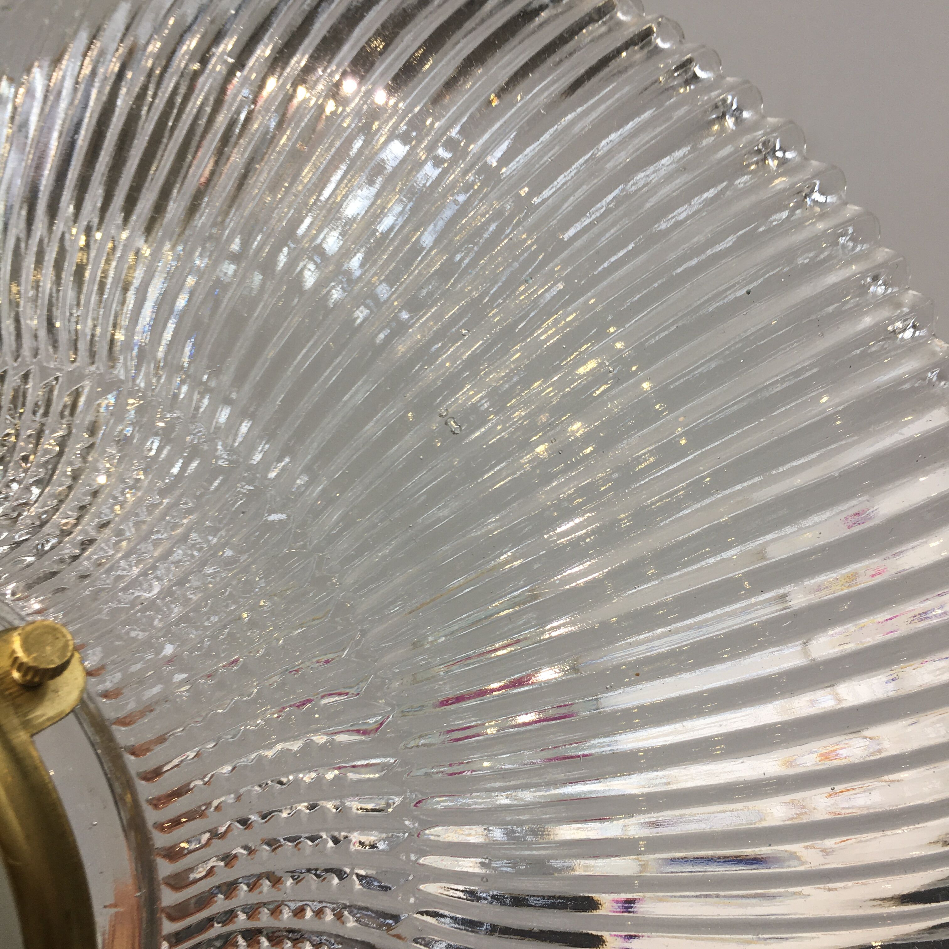 Vintage holophanous glass pendant lamp