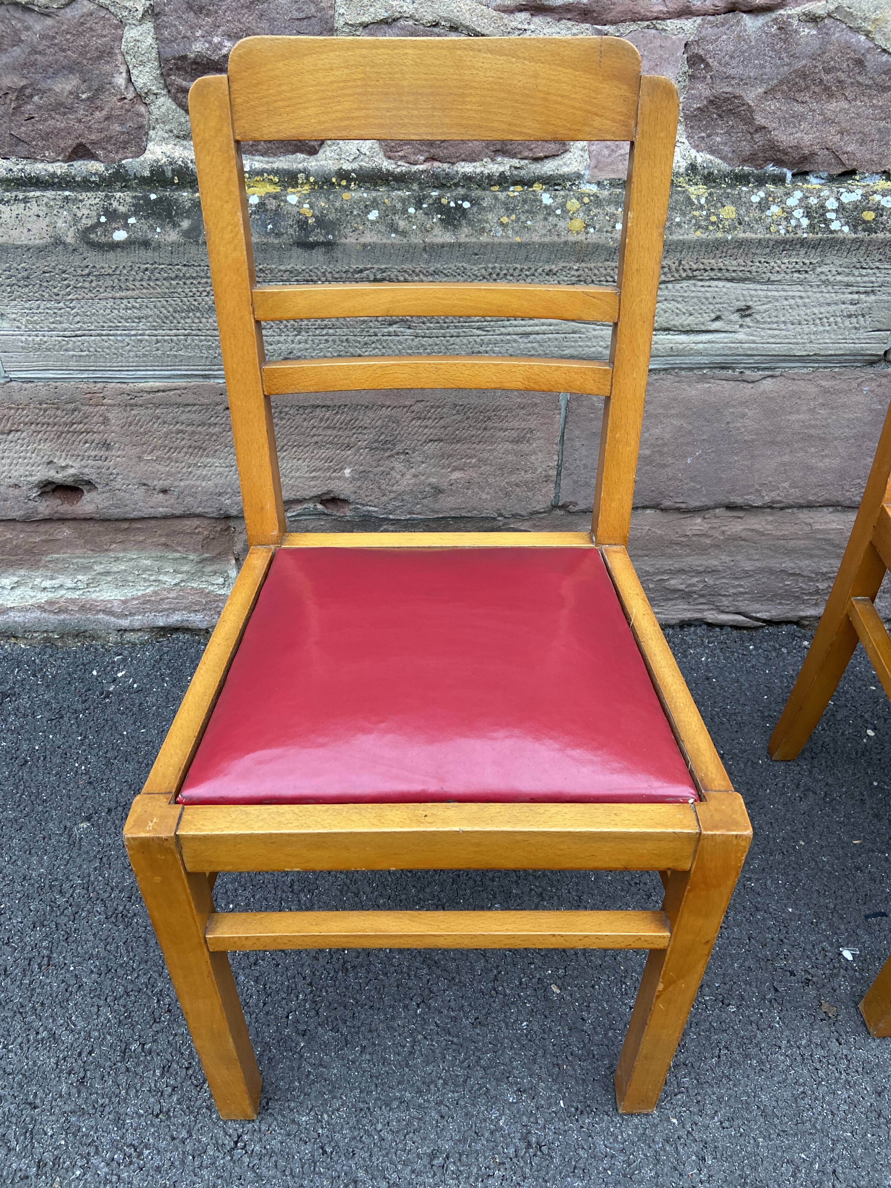 Lot of 4 vintage art deco chairs 1950 mid-century furniture damaged by rené gabriel
