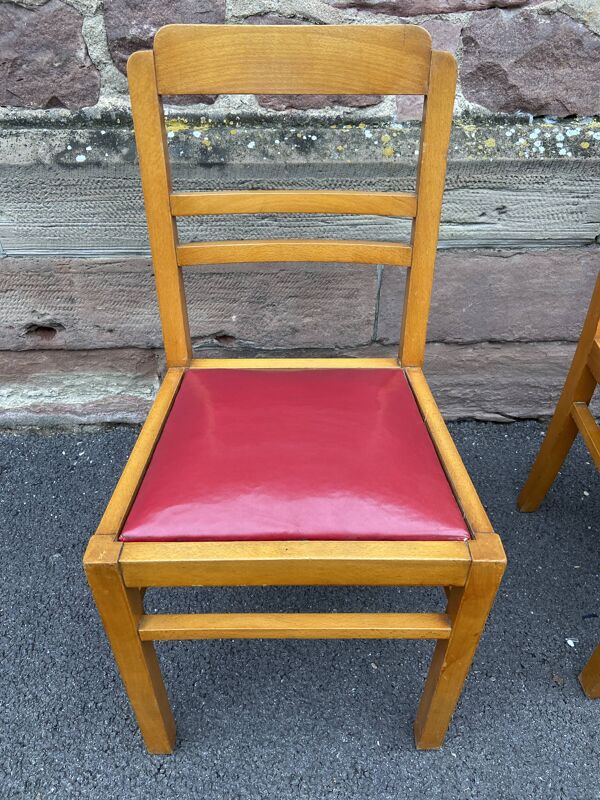 Lot de 4 chaises vintage art déco 1950 mid-century mobilier sinistrés de rené gabriel