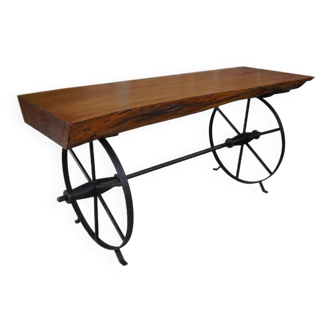 Trolley wheels wooden coffee table