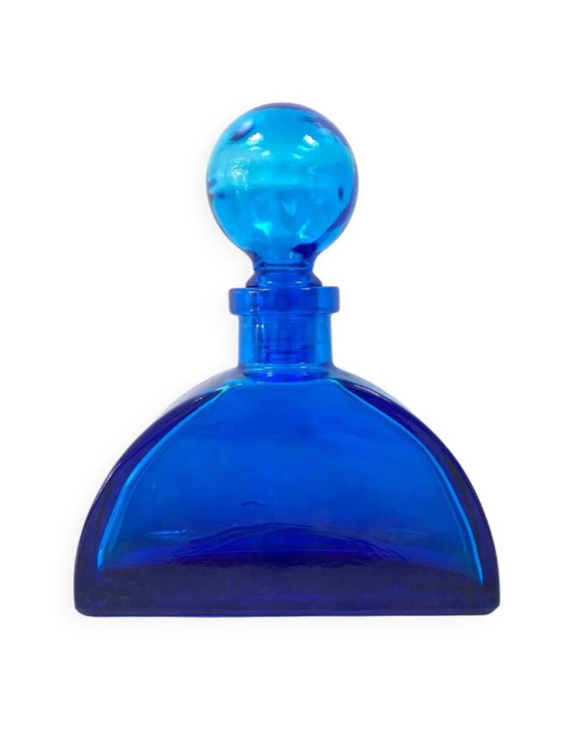 Flacon XL ancien en verre bleu cobalt
