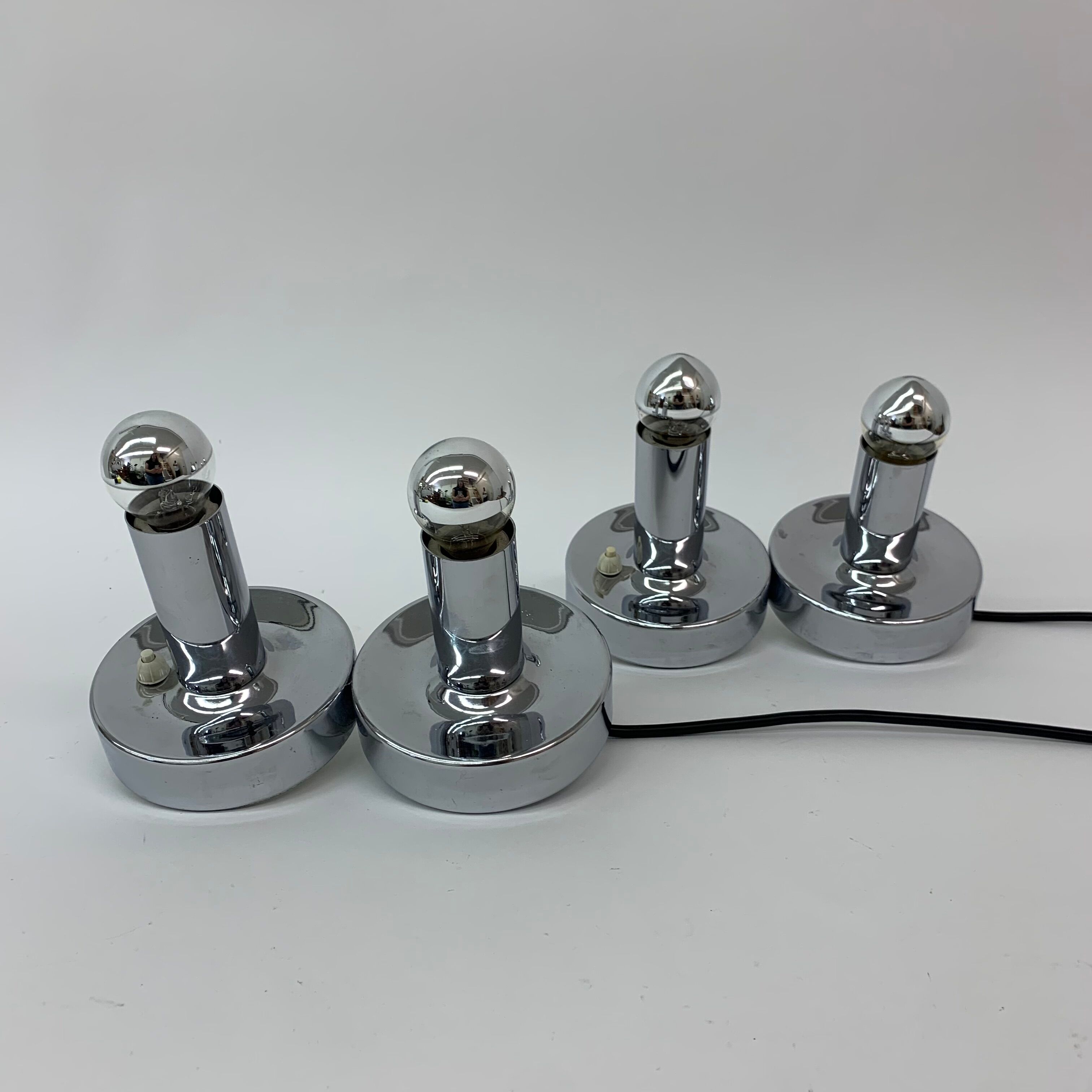 Set of 2 Space age chrome bedside lamps , 1970’s