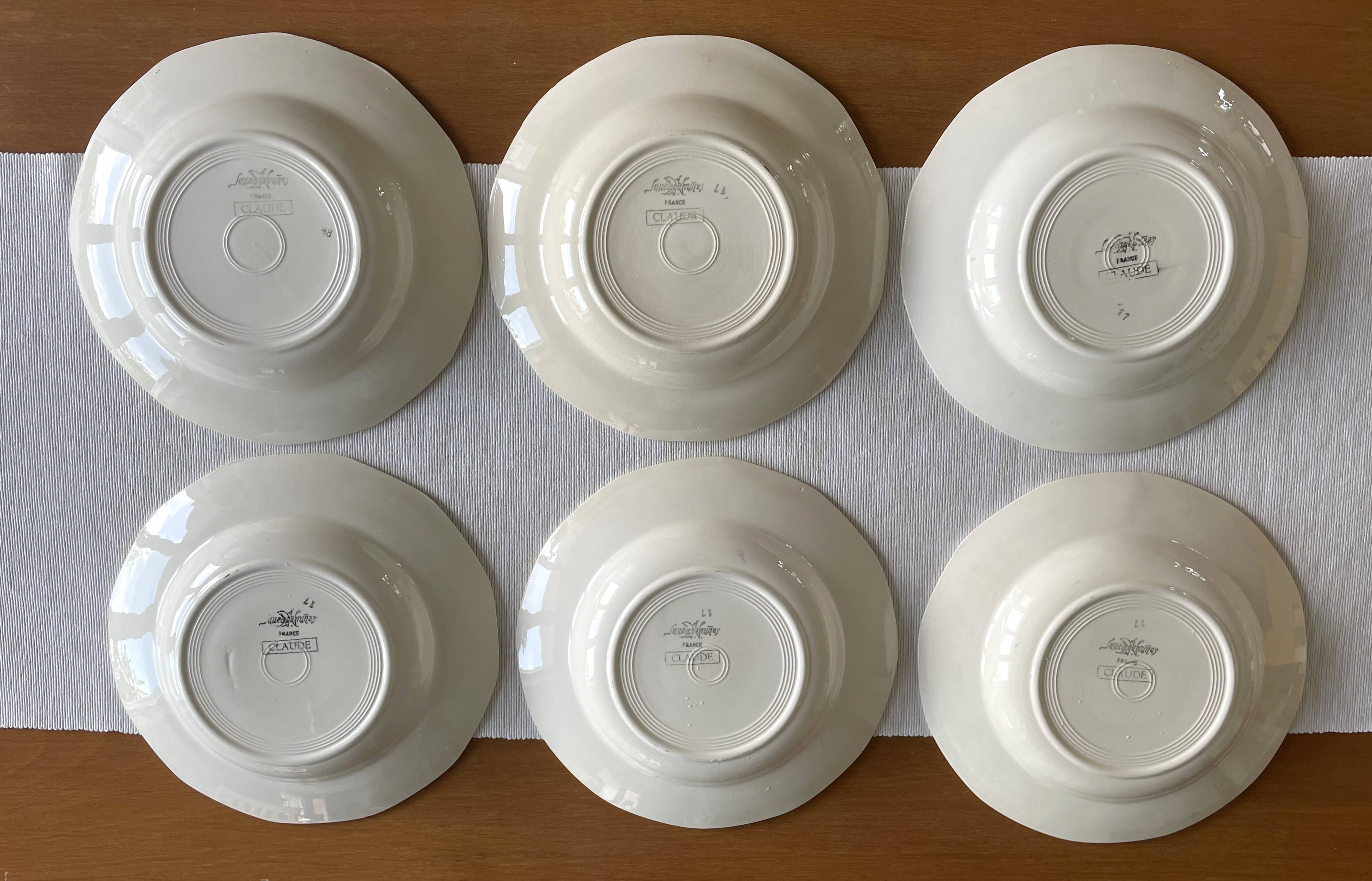 6 antique deep plates in Sarreguemines earthenware