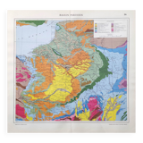 Old map of France Paris basin 43x43cm from 1950