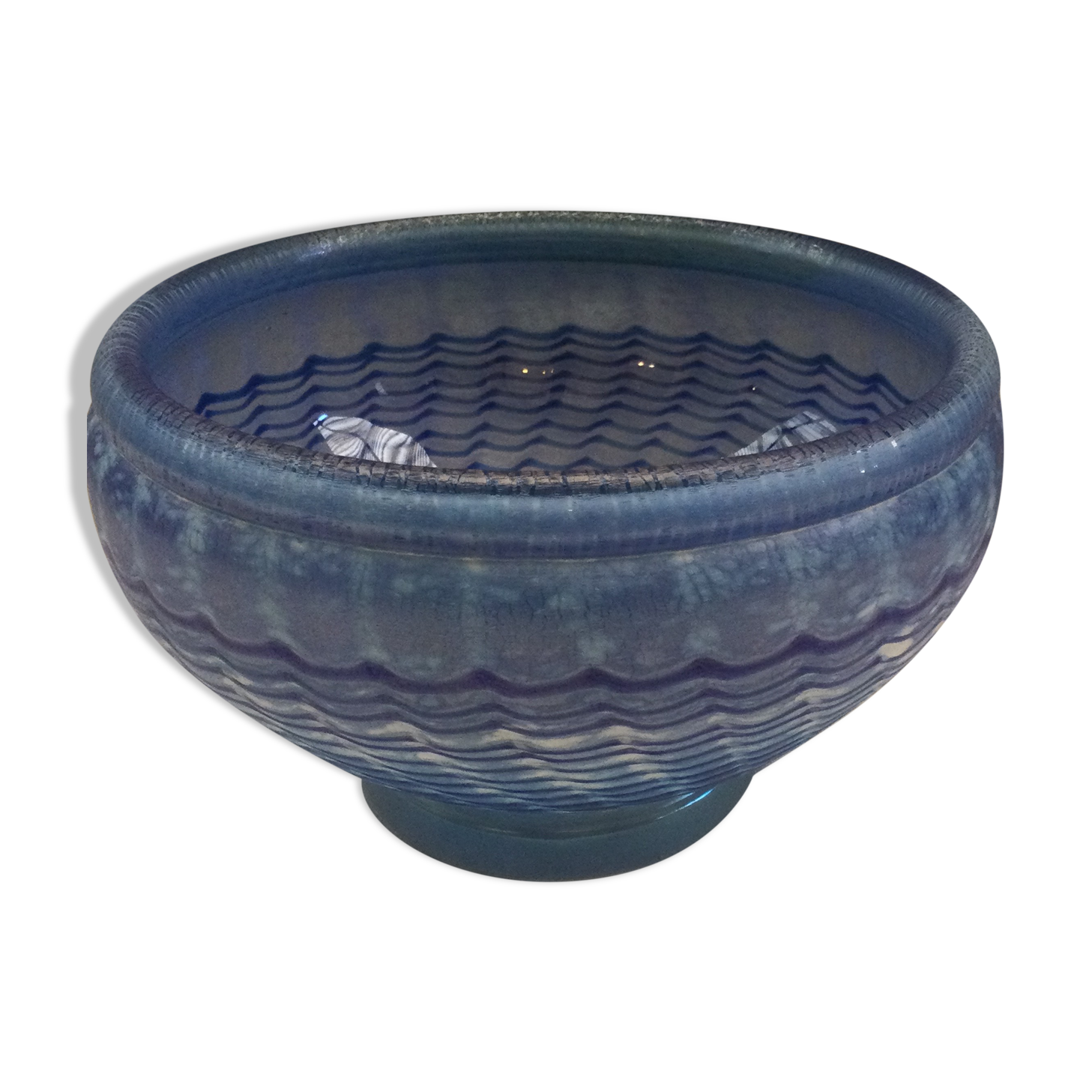 Glass cut several colors, dominant blue