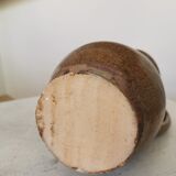 Vintage Studio Pottery Owl Pitcher: Speckled Glaze Stoneware Vase