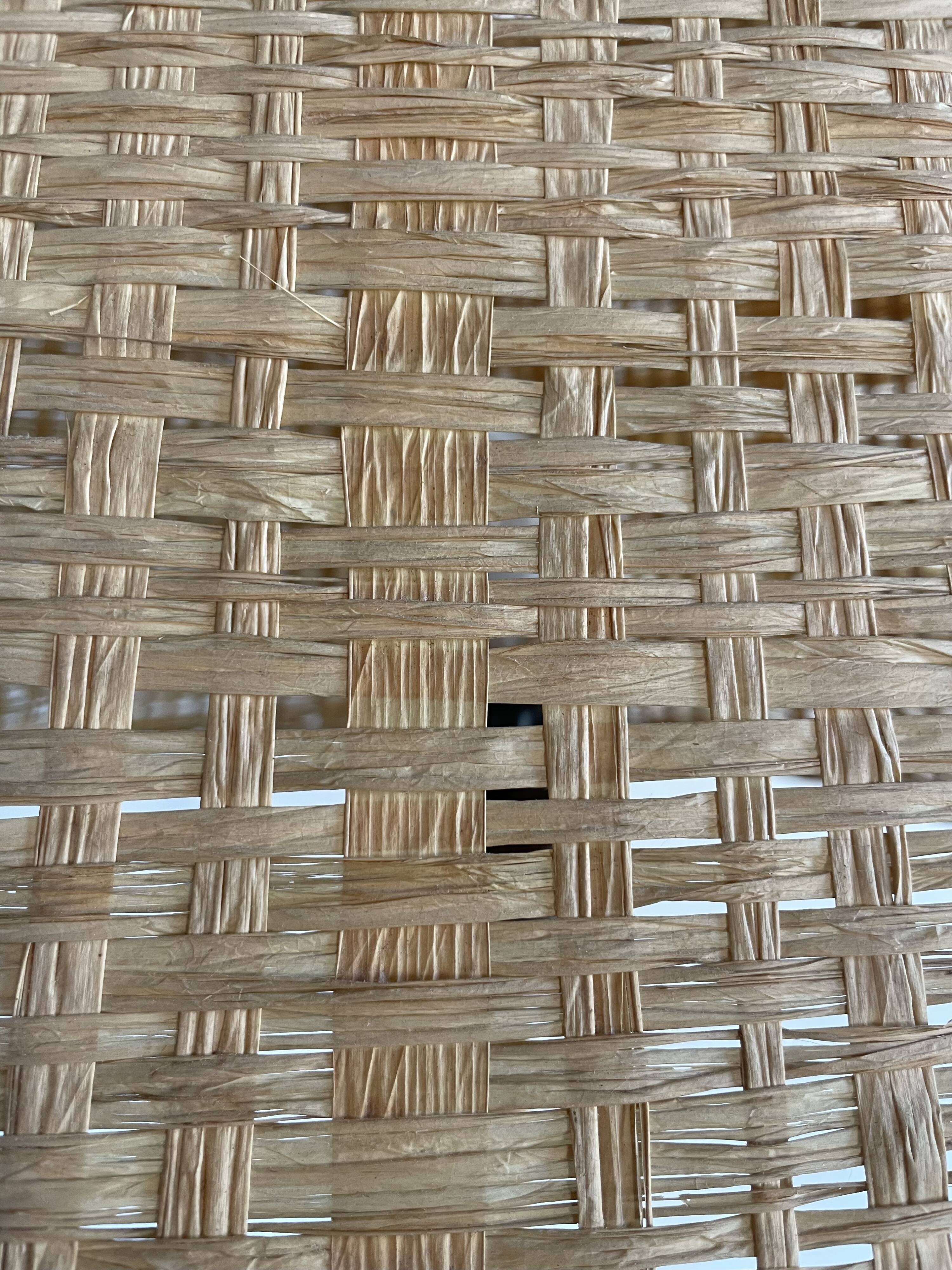 Teak base with raffia and a big papercord lampshade