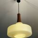 Louis Kalff pendant light in opaline glass and Scandinavian teak