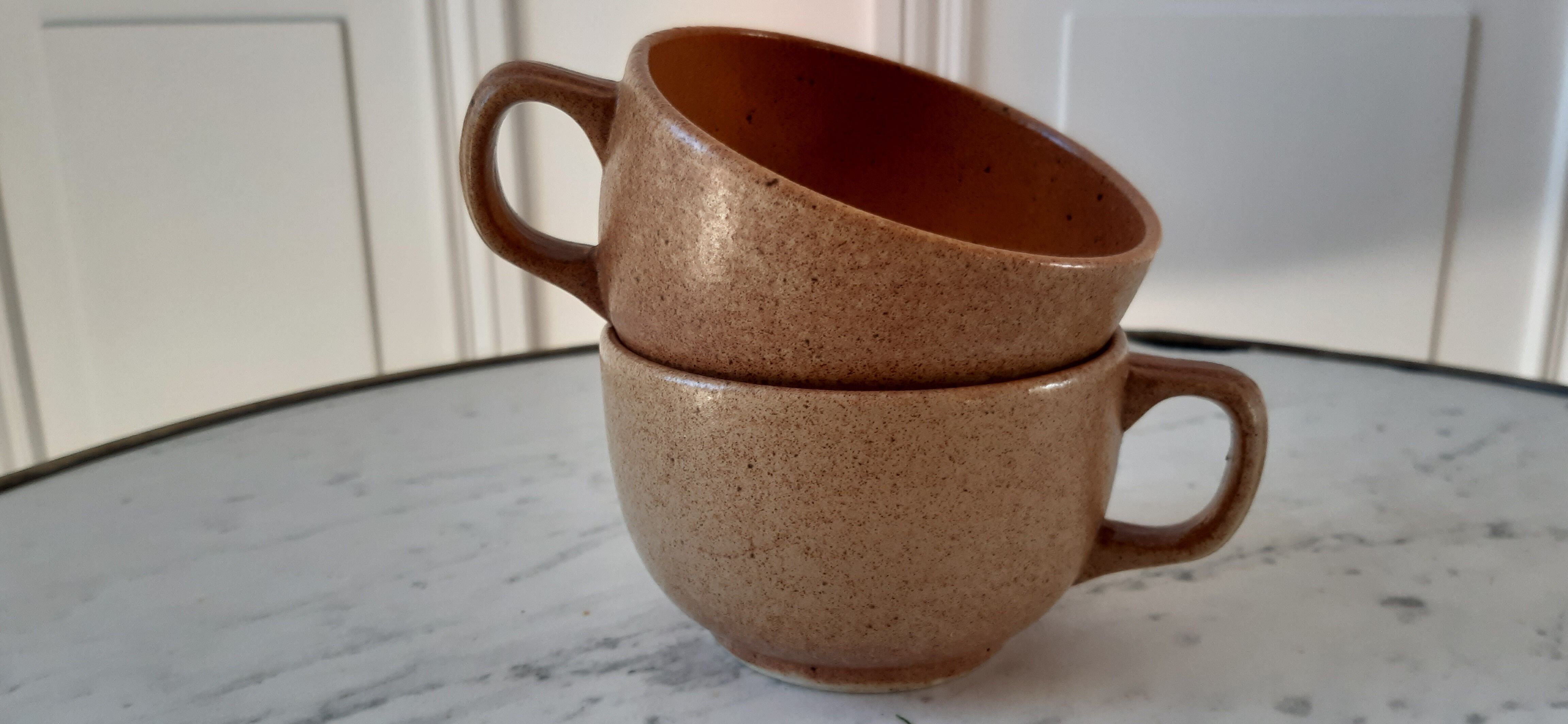 Duo de tasses à thé en grès vintage années 70