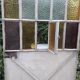 Workshop door 258.4x98.5cm in iron and colored cathedral glass