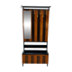 Vintage wall coat rack with storage bench from the 1970s.