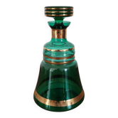 Carafe en verre vert et doré