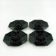 4 egg cups in opal and black tempered glass - Octime Arcoroc Luminarc France - vintage 80s