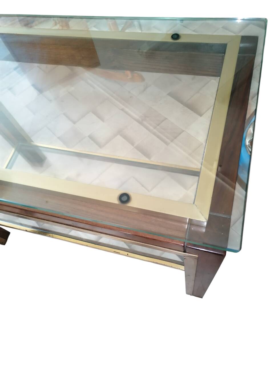 Tavolino da caffè con ripiani in vetro, anni '60