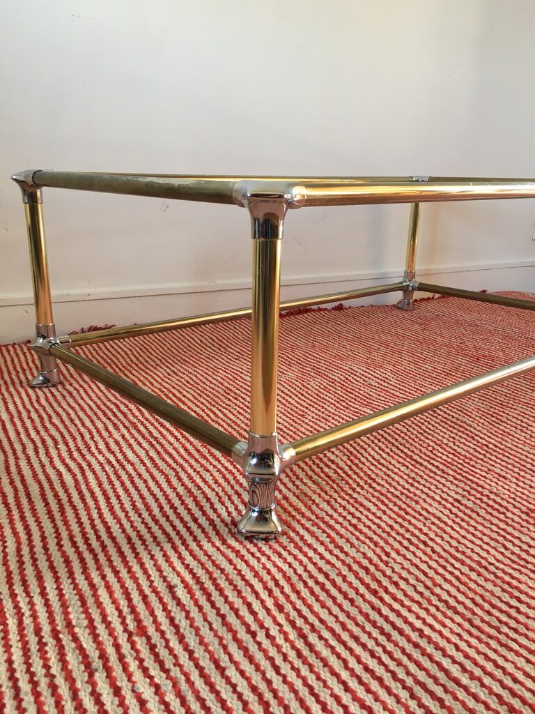 Table basse verre et miroir années 70/80