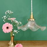 Suspension abat-jour vintage en verre holophane