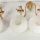 Pair of 60s brass and opaline sconces