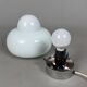 Pair of space age UFO table lamps in white Murano glass, modernist 1970s.