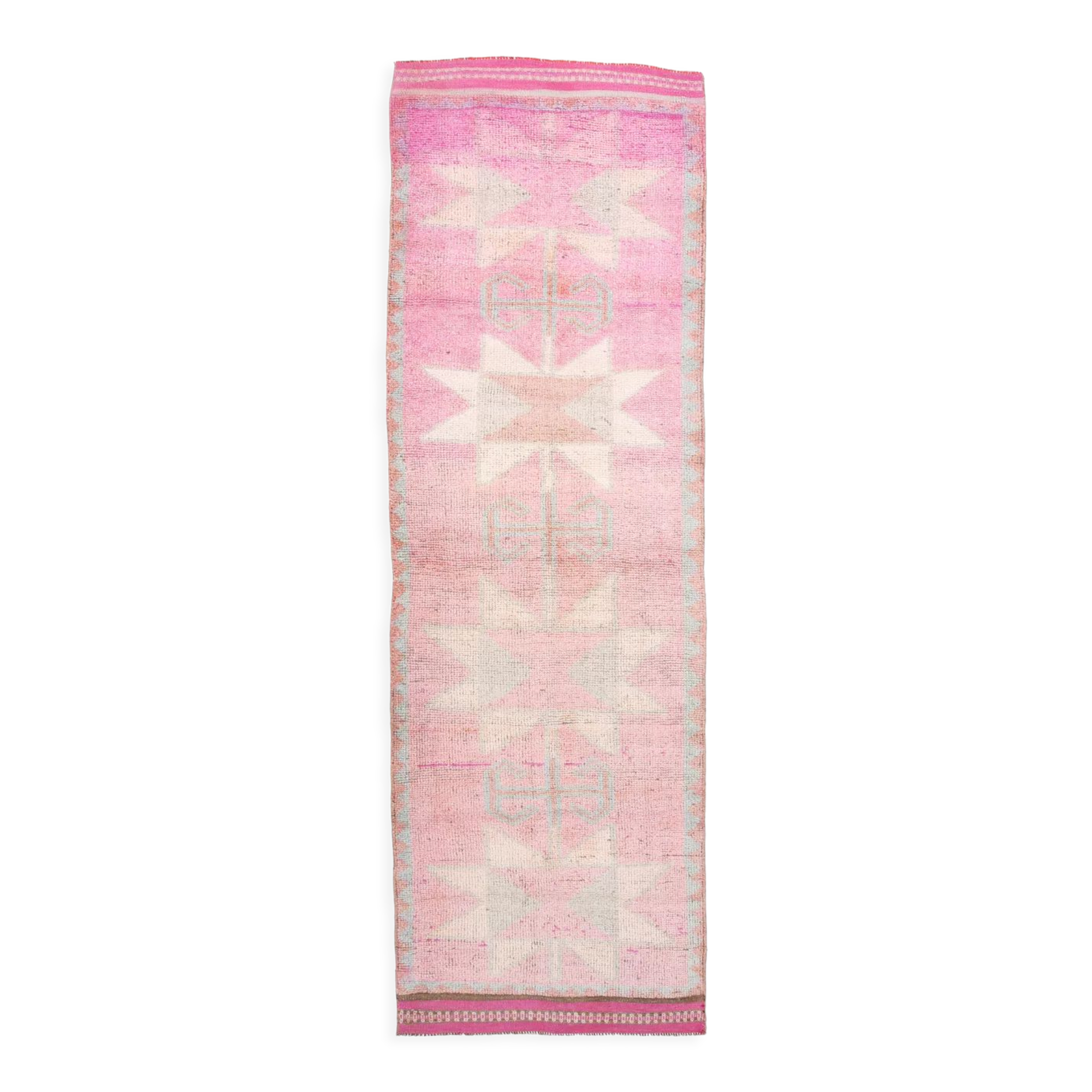 3x11 pale pink vintage runner rug 104x328cm