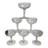 Lot de 6 coupes à champagne en cristal gravé art déco dépareillées années 50