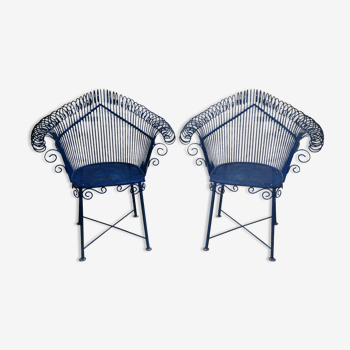 Paire de fauteuils de jardin en métal