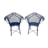 Pair of metal garden chairs