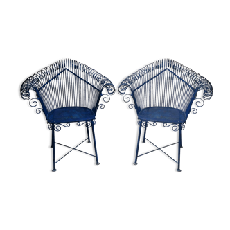 Pair of metal garden chairs