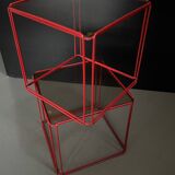 Metal wire and glass cube bedside tables
