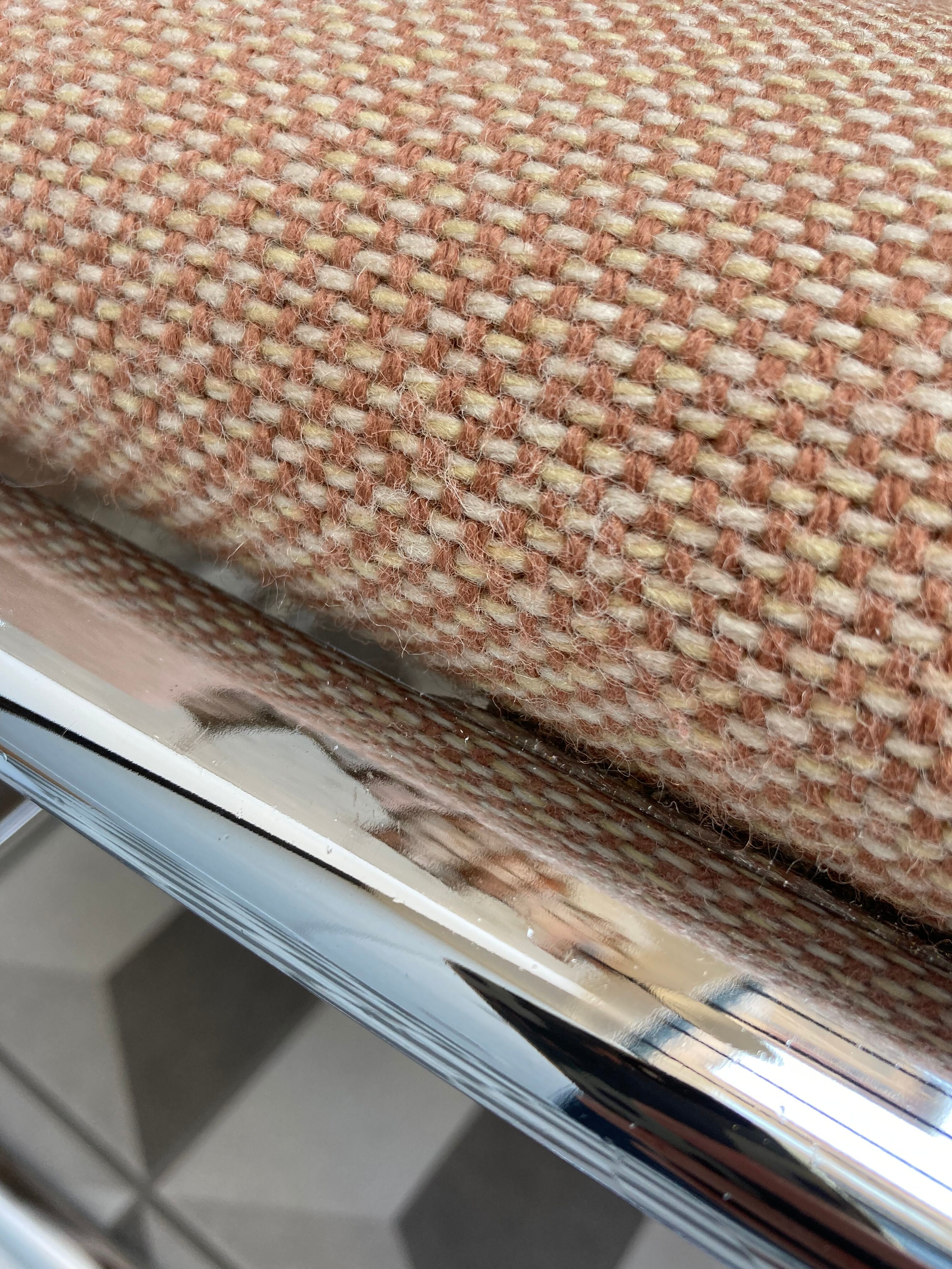 Office chair sled chrome and tweed