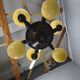 Art Deco Chandelier in Czech Brass with Cream Glass, 1920s