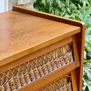 Scandinavian chest of drawers in oak and rattan from the 50s/60s.