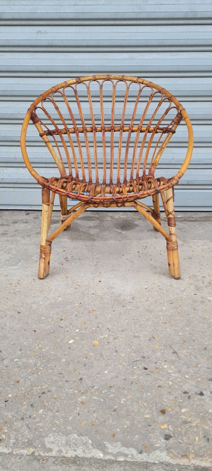 Rattan shell armchair 1960