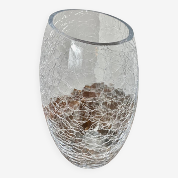 Crackled glass vase