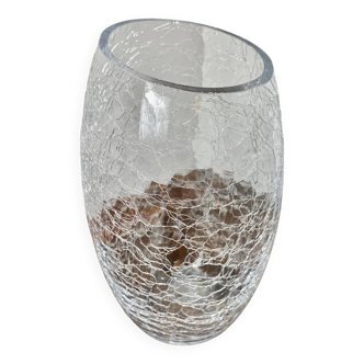 Crackled glass vase