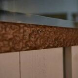 Brutalist mirror in gouged oak and beveled glass, 1960s