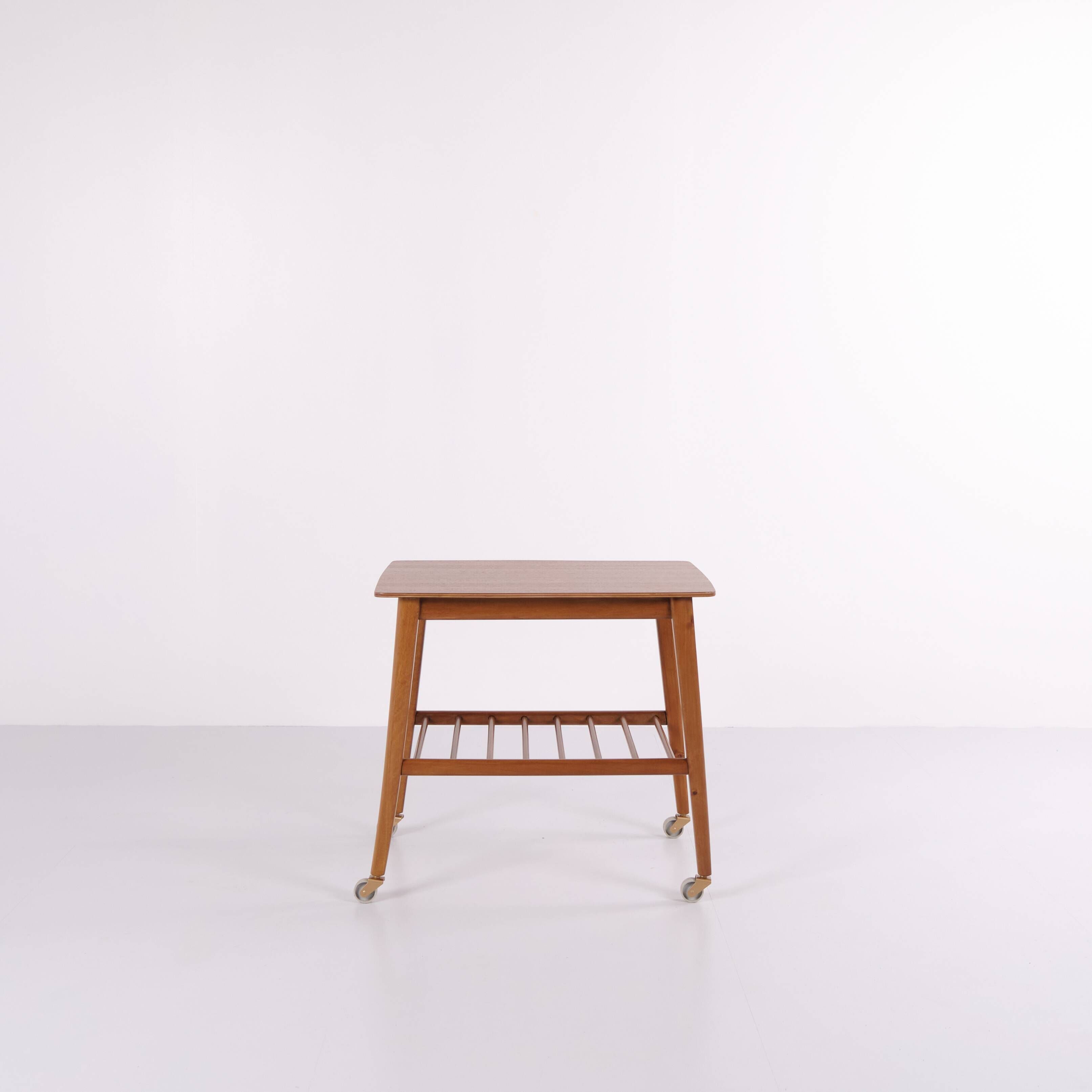 Side table with shelf on wheels - teak - Danish design - 1960s