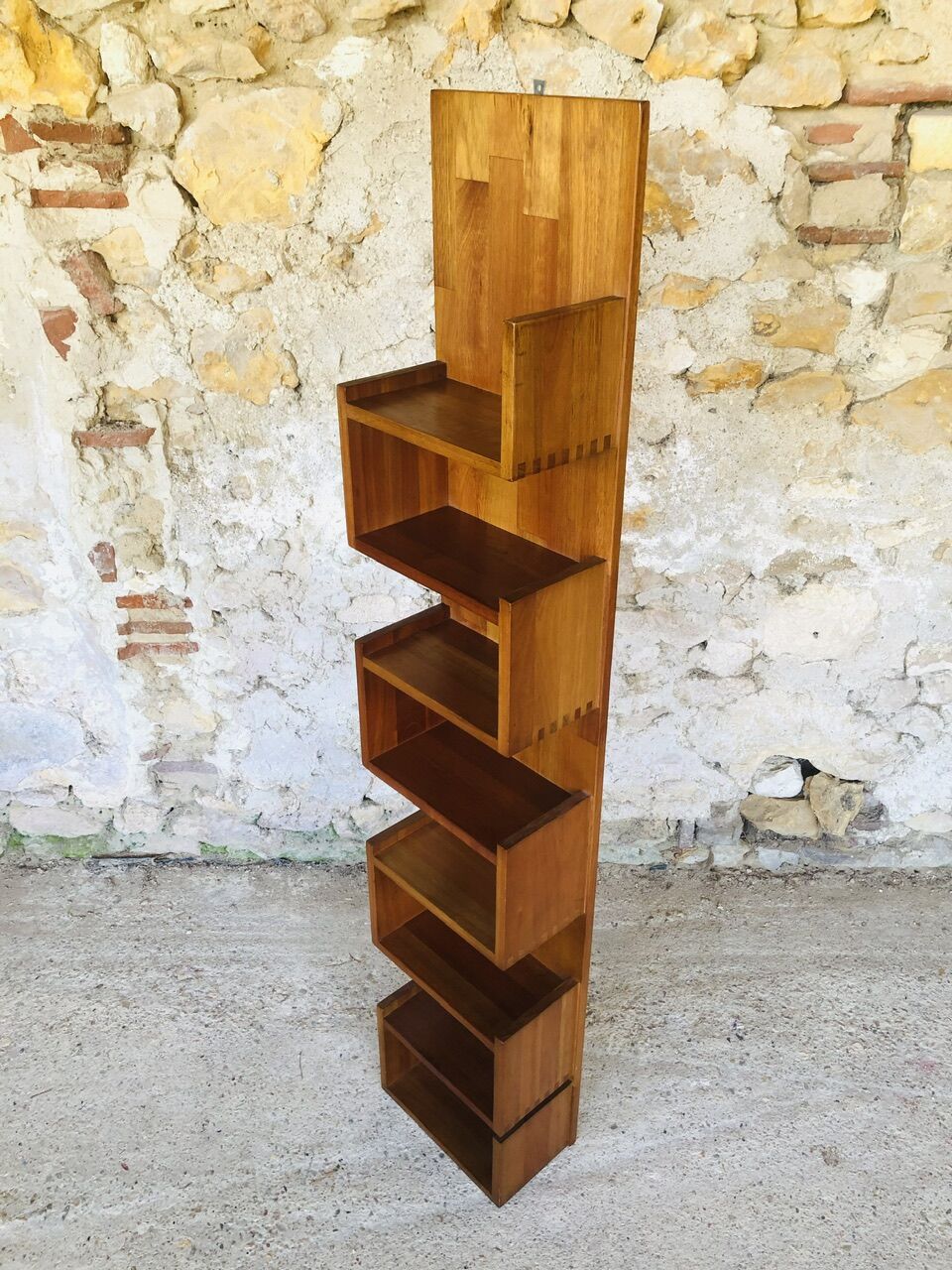 Vintage straight wall shelf, Scandinavian teak style, Circa 70's