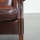 Dark English-Style Sheepskin Wingback Chair