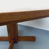 Vintage 80s hexagonal dining table in oak wood
