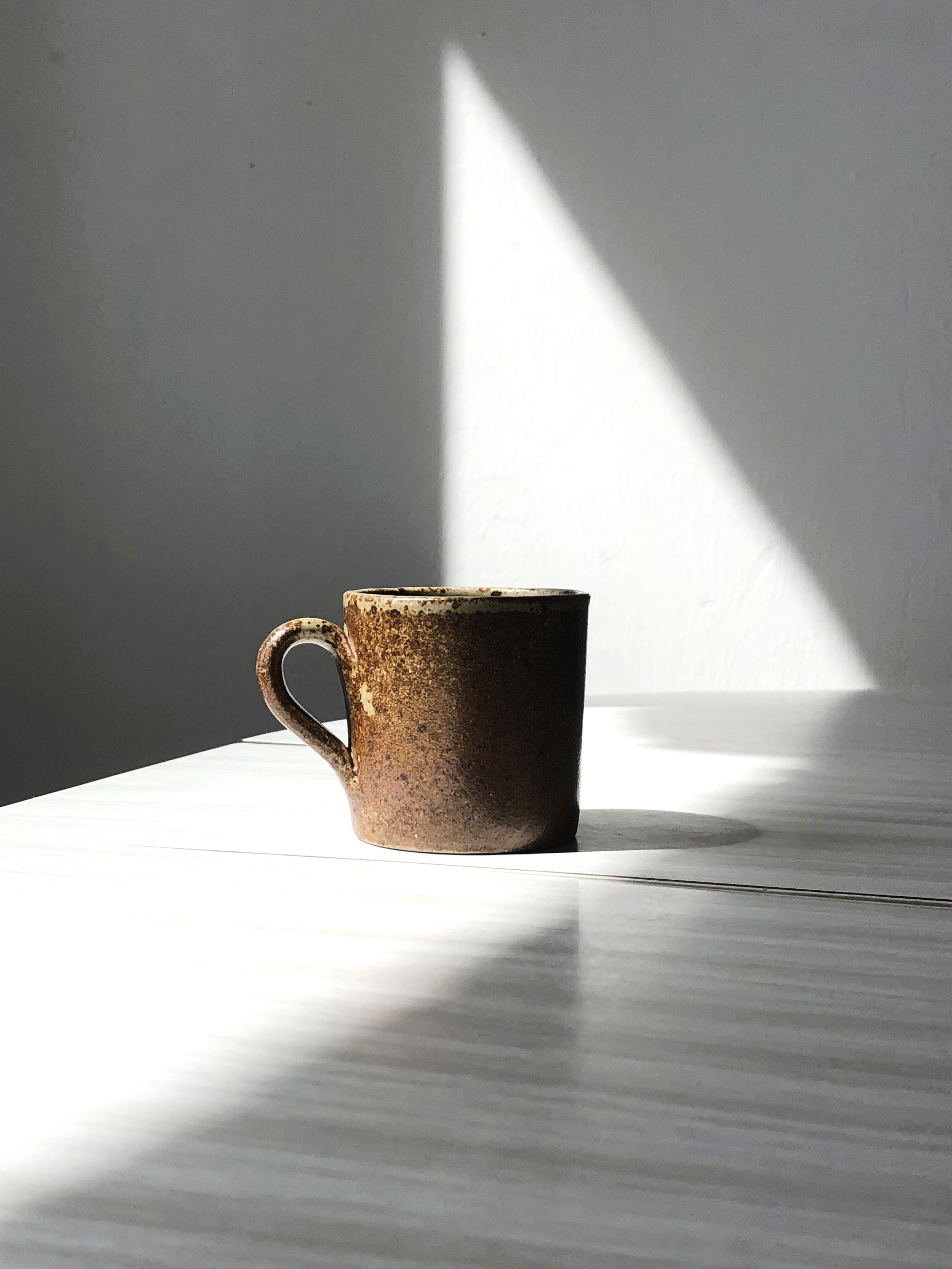 Set of 6 cups in vintage pyrite and glazed stoneware