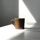 Set of 6 cups in vintage pyrite and glazed stoneware