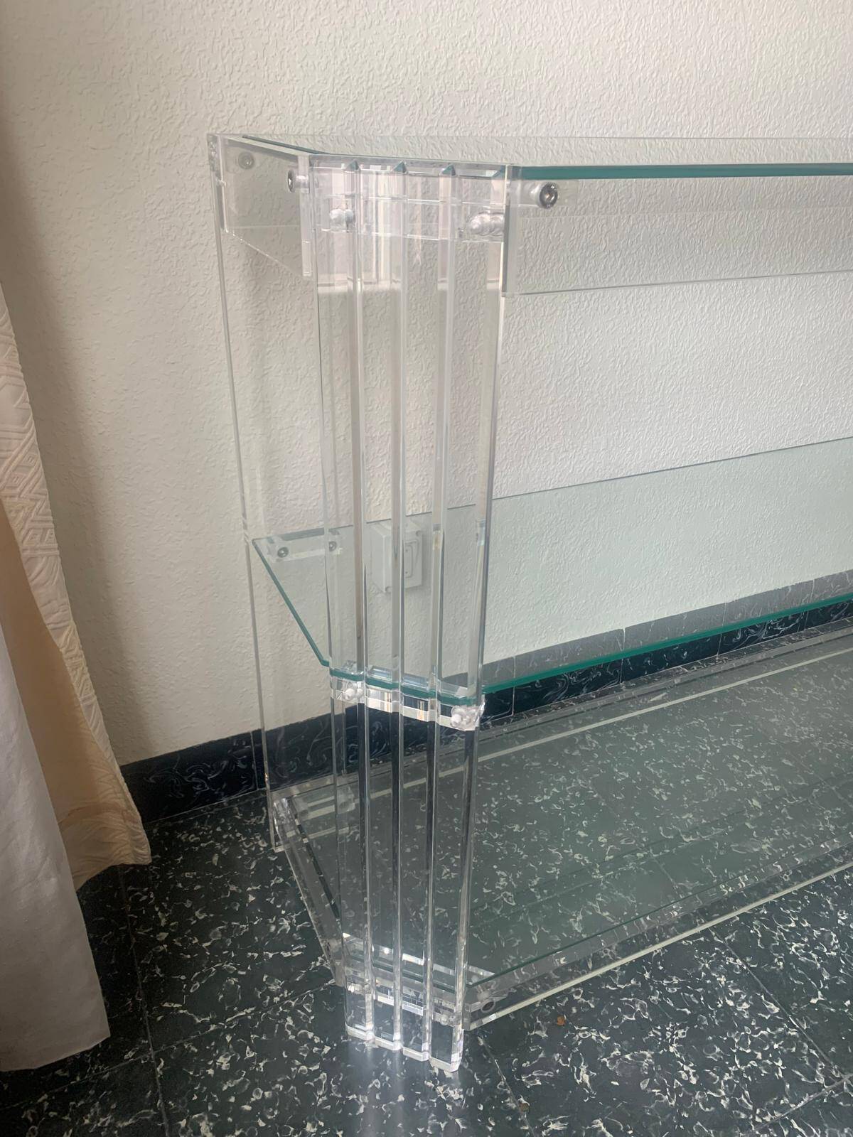 Vintage console made of acrylic and glass