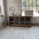Enfilade meuble de métier chêne portes vitrées