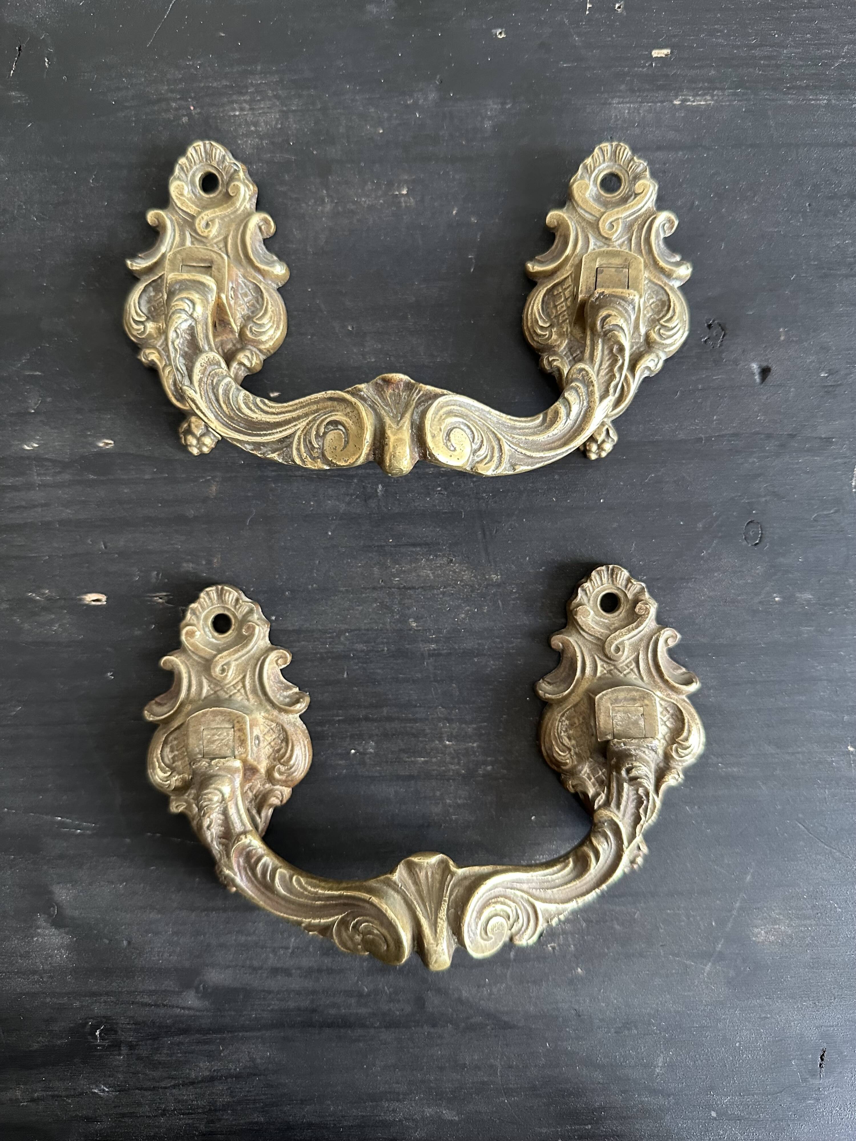 Pair of large antique bronze handles, L. Pinet 19th century