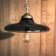 Large vintage pendant lamp in blue glass.