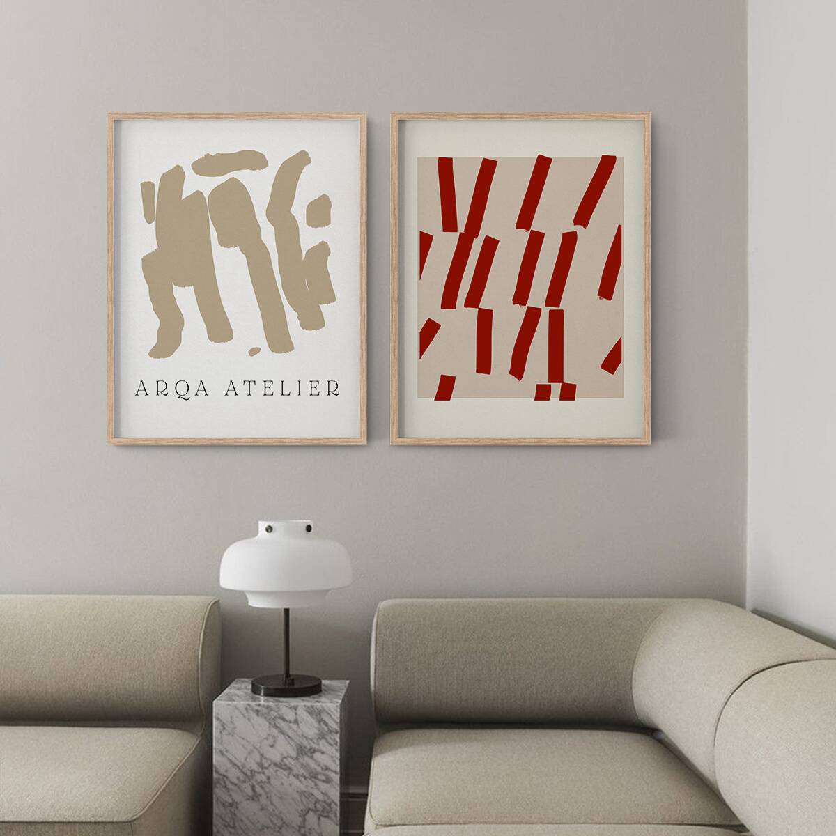 Pair of prints, abstract wall art set of two, 50x70cm